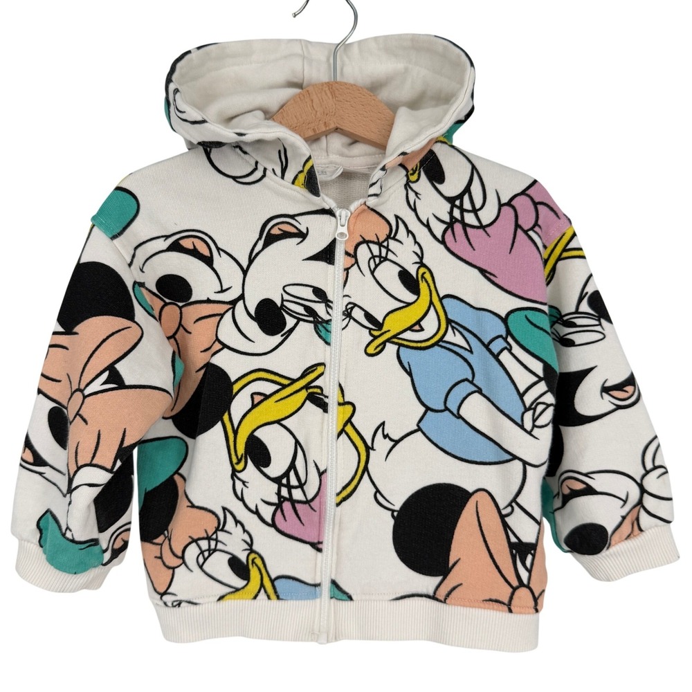 Zara x Disney Minnie and Daisy Zip Up Hooded Sweatshirt Sz 18-24 Months Hoodie